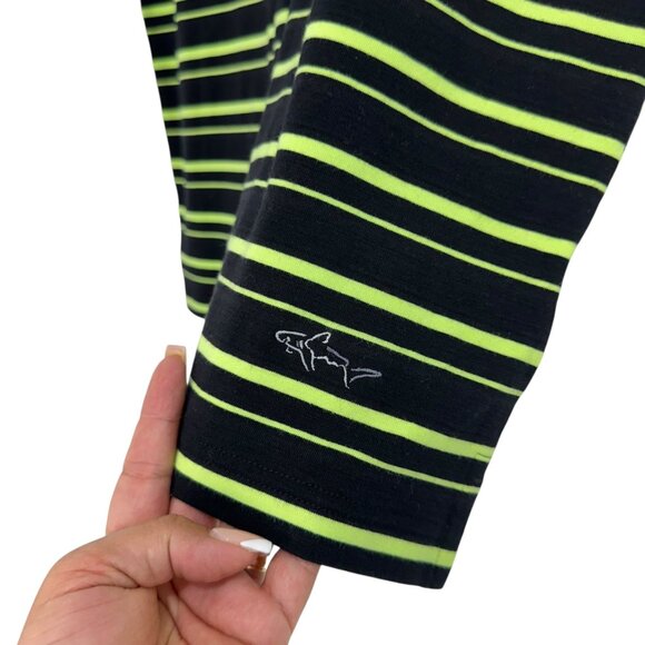 Greg Norman ML75 Mens Small Polo Shirt Black/Neon Green Stripes Outdoor Hikings - Picture 9 of 12